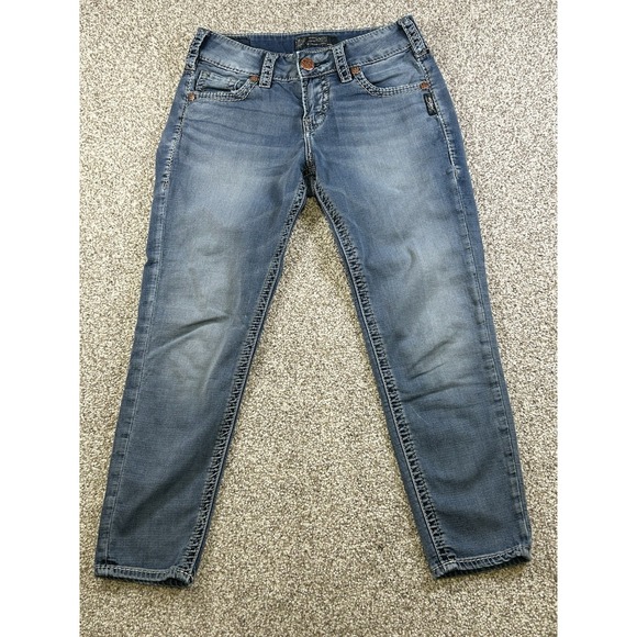 Silver Jeans Denim - Silver Jeans Suki Capri Pockets Distressed Light Blue Size W26 L24 Womens